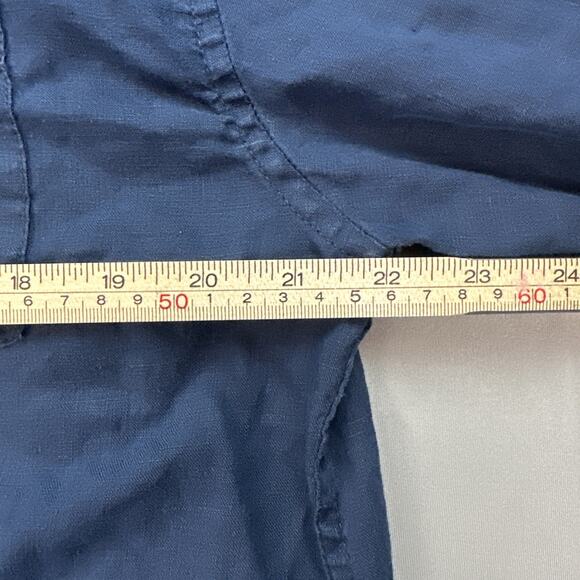 Onia Shirt Mens XL Dark Blue Linen Breathable Relaxed Coastal Beach Summertime - Picture 9 of 14